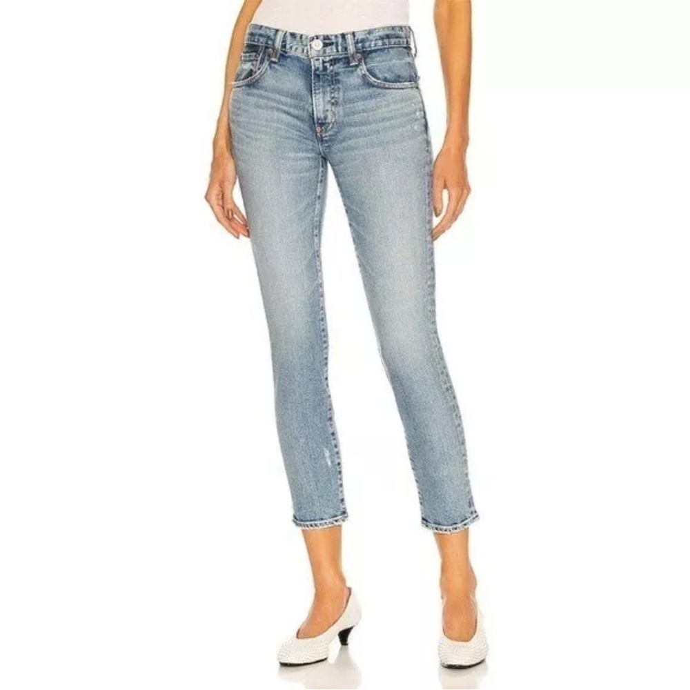 MOUSSY VINTAGE Edmond Cropped Skinny Jeans Blue Denim Distressed Casual Women 25